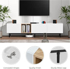 Modern 76.8" TV Stand for TVs Up to 80", Wooden Entertainment Center with 3 Cabinets & Open Shelves, Media Console with Storage for Living Room, Bedroom & Entertainment Spaces