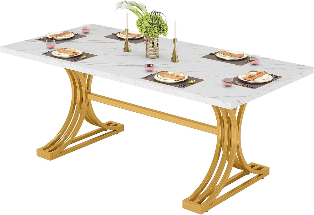 Tribesigns 63-Inch Rectangular Dining Table for 4 to 6, Modern Kitchen Table ...