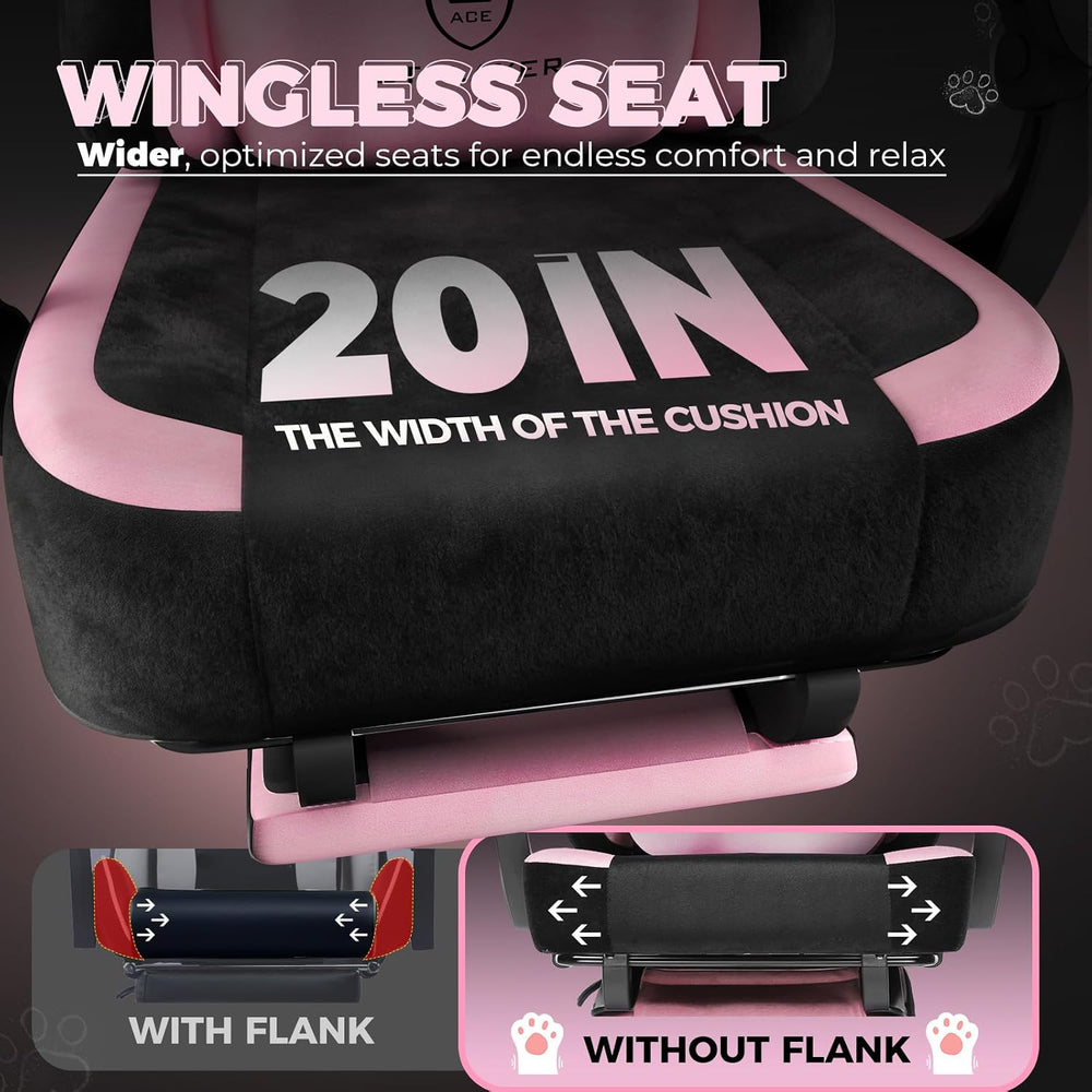 GTPLAYER Pink Gaming Chair Cute with Cat Ears Ergonomic Computer Chair with C...