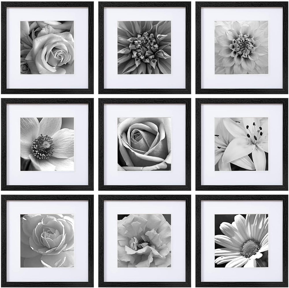 eletecpro Picture Frames Set of 9, 12x12 in, Acrylic Cover, Black
