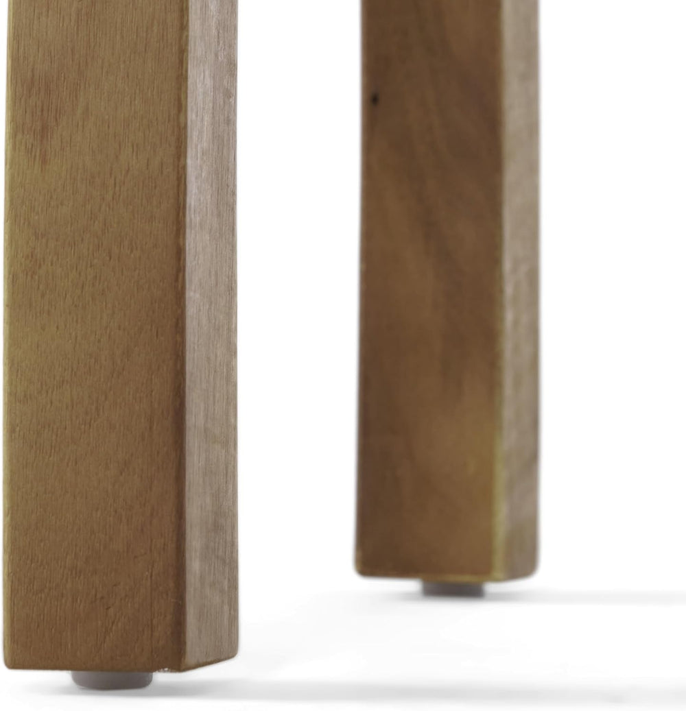 Outdoor Patio Side Table, Wood Accent End Table in Natural Stained, Weather-R...