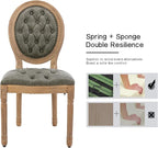 French Country Dining Chairs Set of 8, Olive Kitchen & Dining Room Chairs, Faux Leather Kitchen Chairs, Tufted Upholstered, Wood Legs, Sillas De Comedor (PU, Pine Green, 8Pcs)