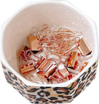 Ceramic Paper Clip Holder Gold Line Paper Clip Dispenser Organizer for Desk Cute Leopard Office Binder Clip Holder Bobby Pin and Hair Clip Holder Gift for Office Brown