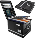 Fireproof Document Box,5200°F File Organizer Box with Lock,Foldable Filing Organizer Cabinet, Portable Safe Storage for Hanging Letter/Legal Folder,Black