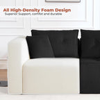 73" Loveseat Modular Sectional Sofa, Oversized 2-Seater Boneless Tufted Cloud Couch with Cup Holder, Corduroy Upholstery Small Couches for Living Room, No Assembly Black