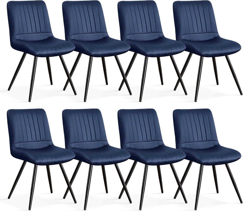 Dining Chairs Set of 8, Modern Dining Chairs with Thick Cushions, PU Leather ...