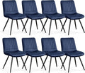 Dining Chairs Set of 8, Modern Dining Chairs with Thick Cushions, PU Leather Upholstered Kitchen Dining Room Chairs with Metal Legs for Dining Living Room (Navy Blue)