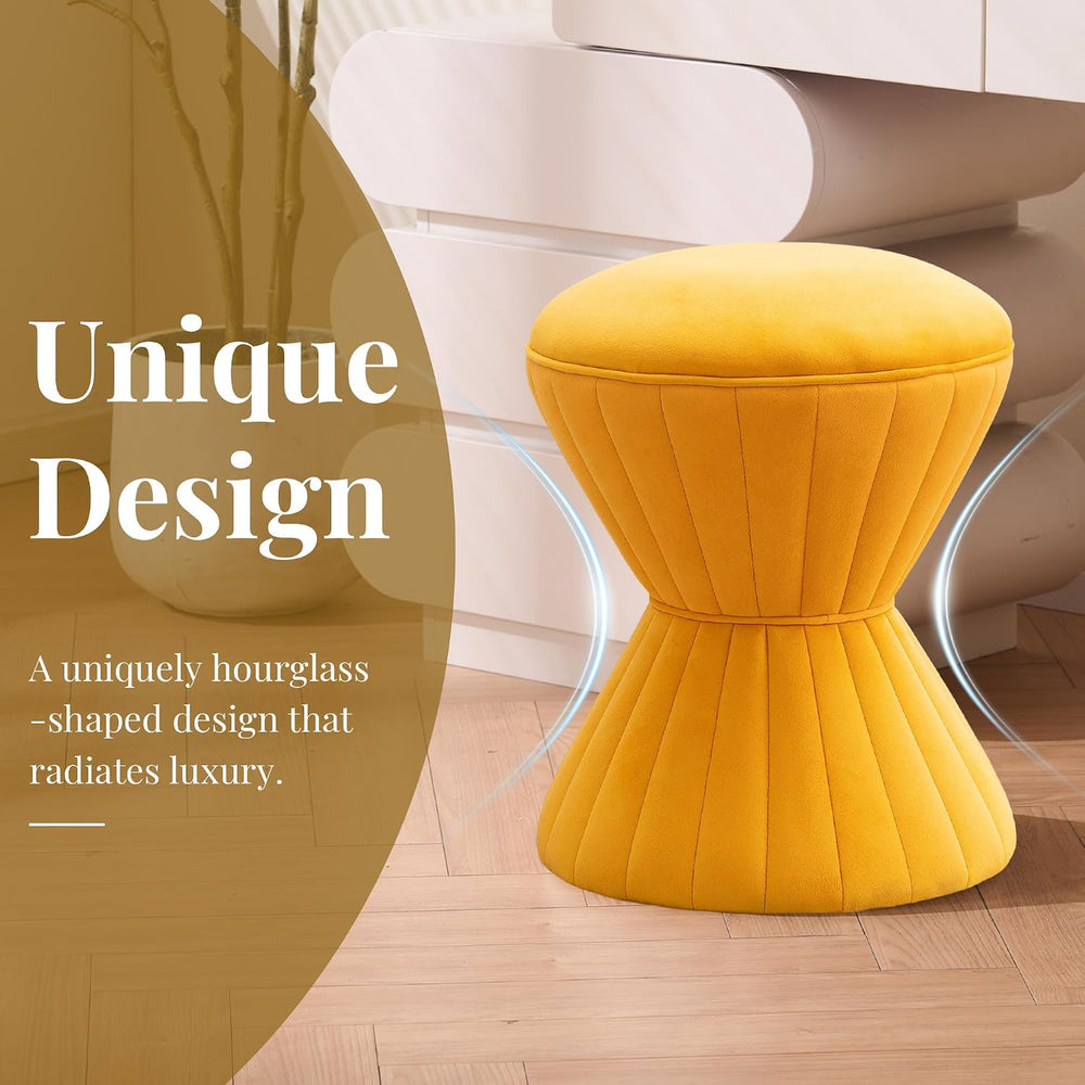 Multifunction Velvet Ottoman, Upholstered Vanity Stool Chair, Sturdy Round Fo...
