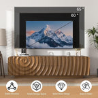 58'' TV Stand for 65 Inch TV, Modern Spiral Wave Media Console with Storage Cabinet and 2 Drawers, Low Profile Entertainment Center for Living Room Bedroom (Walnut)