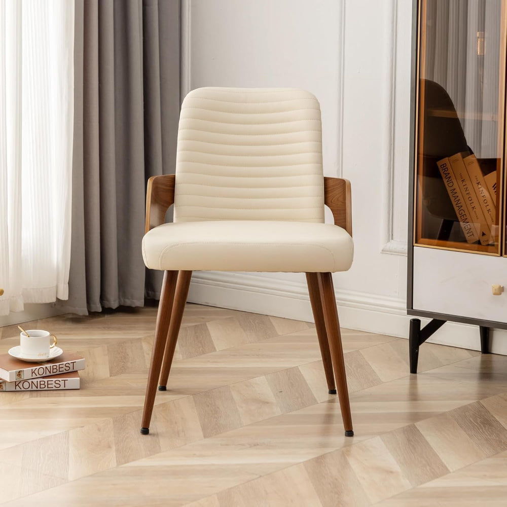 Dining Room Chairs,Mid Century Modern Kitchen Chair,Upholstered Faux Leather ...
