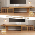 XEW Extendable TV Stand with Storage and Shelves, Wood Entertainment Center for 55+ Inch TV, Modern TV Console, Minimalist Media Console for Living Room, Bedroom-Wood (Extendable: 78.7"-110")