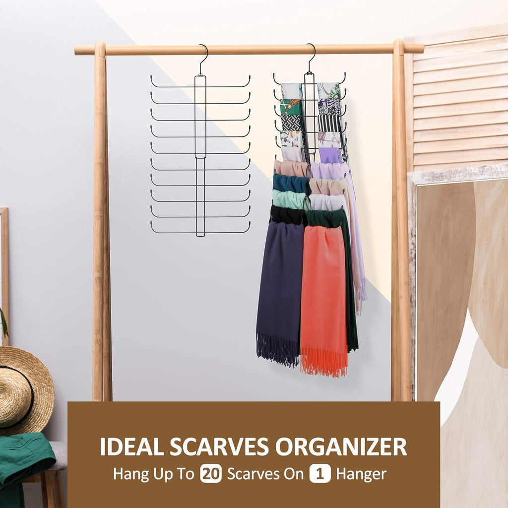 ZEDODIER Scarf Organizer Scarf Hanger for Closet, Rotatable Sturdy Hijab Holder Holds 20 Scarves, Space Saving Closet Organizers and Storage, Black