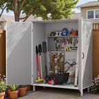 Patiowell Outdoor Storage Shed 5x3 FT, Plastic Garden Organizer Cabinet with Lockable Doors & Strong Roof for Patio Furniture, Pool Accessories, Lawn Tools, Light Grey