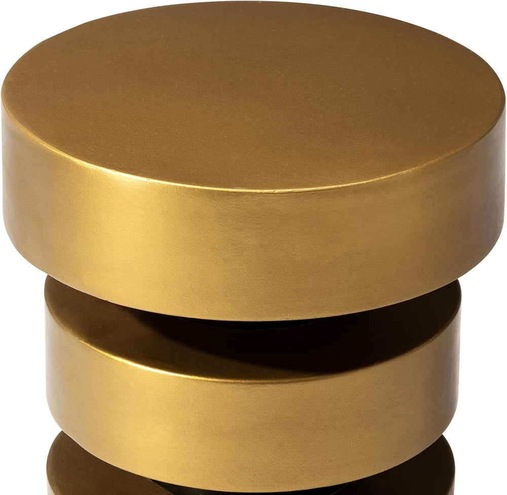 Glitzhome Gold Floating Disks Side Table & Accent Stool - 18" H Mode...