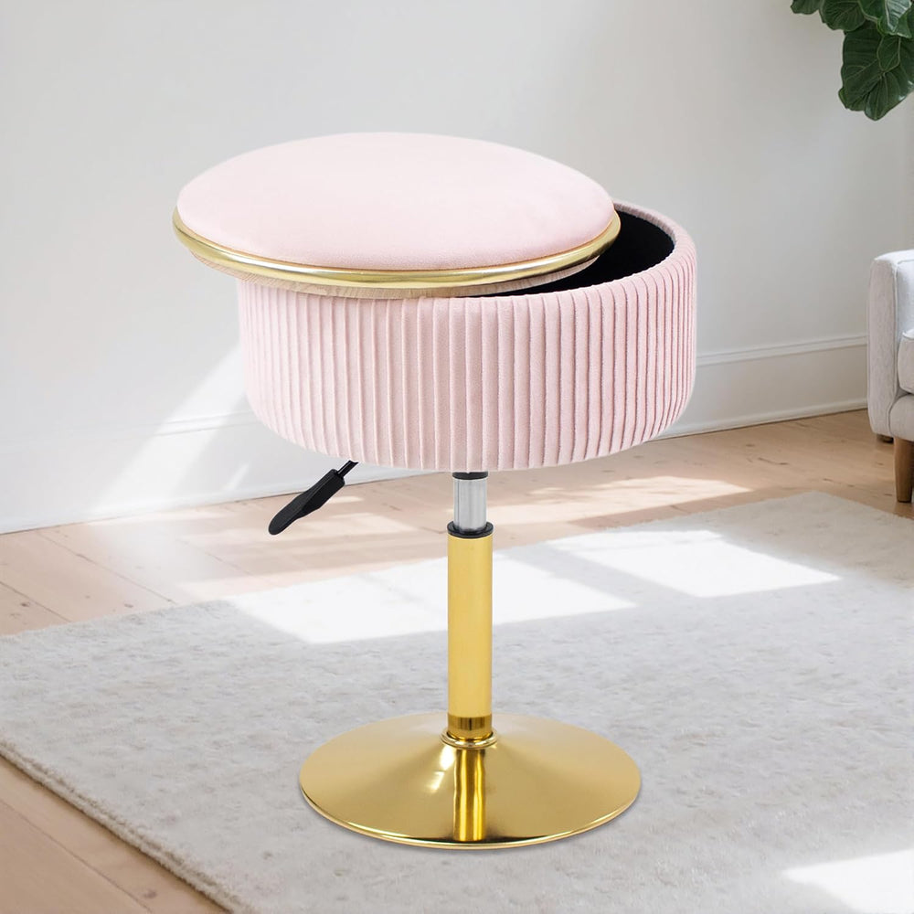 Adjustable Vanity Stool with Storage, 360° Swivel Makeup Stool Chair Small Ve...