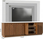 Yechen Fluted Walnut TV Stand with Arched Reeded Design Doors, Modern Entertainment Center with Storage for Up to 98", TV Media Console, TV Cabinet for Living Room, Bedroom(2 PCS)