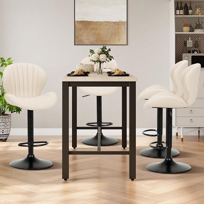 COLAMY Bar Stools Set of 2, Modern Swivel Bar Chairs, Adjustable Faux Leather...