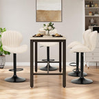 COLAMY Bar Stools Set of 6, Modern Swivel Bar Chairs, Adjustable Faux Leather Upholstered Barstools Counter Height with High Backrest for Bar, Kitchen Island, Dining Room, Beige