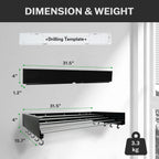 Wall Mounted Laundry Drying Rack, Retractable & Foldable, 31.5" Wide, 13.2 Linear Ft, 5 Heavy-Duty Aluminum Rods, 60 lb Capacity, Space-Saving Design, Easy Installation, Indoor/Outdoor (Black)