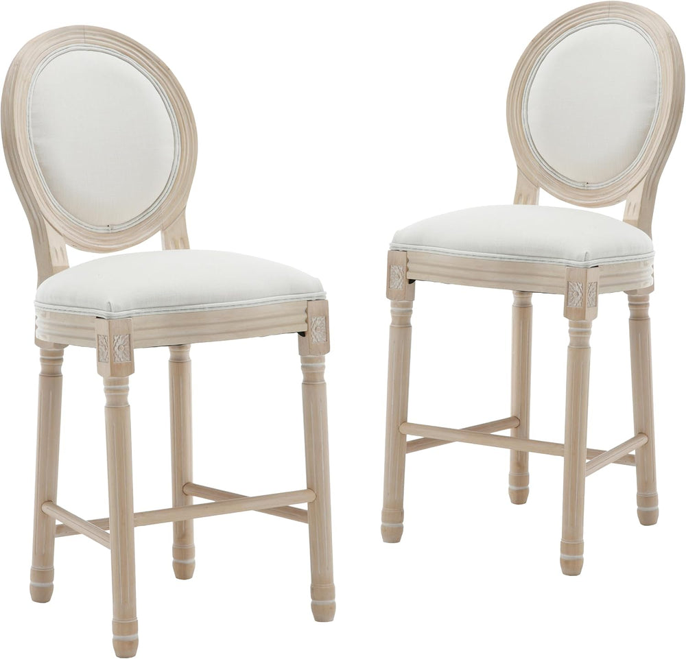 French Country Bar stools, Linen Farmhouse Counter Height Chair