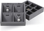 Dark Blue Jewelry Display Tray Ring Necklace Earring Bangle Organizer Multifunctional Storage Case for Jewelry Showcase (Small 4 Grids Pendant Tray)