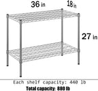 18" Deep x 36" Wide x 27" Height Wire Shelving Kit | 2-Tier | NSF Commercial Storage Rack Unit