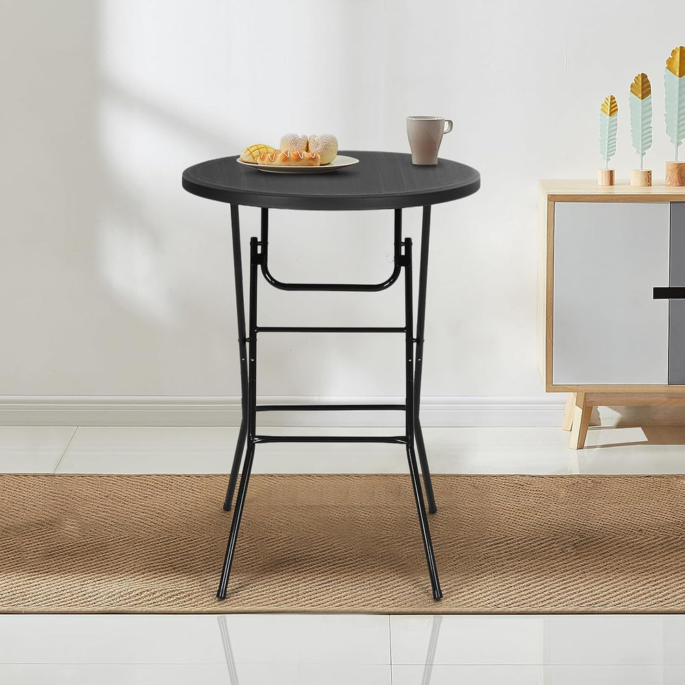 Nice C Plastic High Top Cocktail Table, 31.5" Foldable Bar Table (2P Bla...