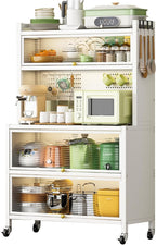 Heavy-Duty Kitchen Storage Cabinet on Wheels, Vertical Bakers Rack Organizer with Double-Door Locker, 250 KG Load Capacity, Smooth 360° Rolling, Space-Saving Mobile Storage Solution
