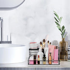 Hair Tool Organizer, Movable Hair Dryer Holder, Hair Styling Tools Storage for Vanity, Bath Counter Organizer, Bathroom Trays for Hair Toiletry, Makeup (12" x 7.7" x 5.8", Marble-Black)