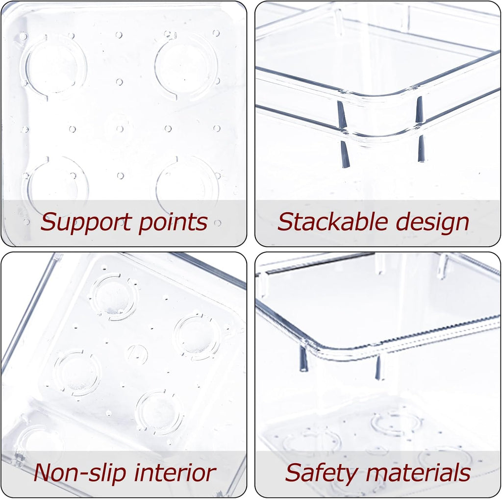 4 PCS Clear Plastic Drawer Organizer, Desk Drawer Divider Organizers and Storage Bins for Makeup, Jewelry, Gadgets for Kitchen, Bedroom, Bathroom, Office (9.0"x3.0"x2.2")