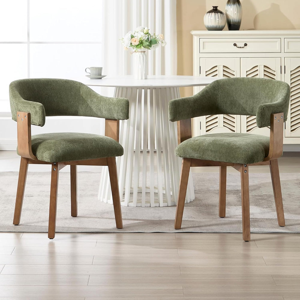 ROCITY Green Dining Chairs Set of 6 Upholstered Dining Room Chairs, Mid Centu...
