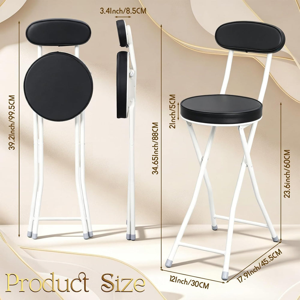Xuhal 2 Pack Folding Bar Stools with Back 23.6'' Tall Foldable Stool ...