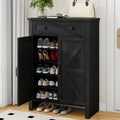 Halitaa Shoe Cabinet, Farmhouse Shoe Storage Organizer, Shoe Storage Cabinet with Doors & Drawer, Boots High-Shoe Cabinet Organizer for Entryway Living Room Hallway, Black