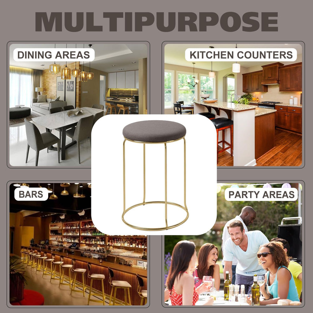 Kings Brand Furniture 4-Pack Stack Stools, Upholstered w/Metal Legs Backless ...