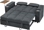 3 in 1 Queen Loveseat Convertible Sofabed Modern Living Room Multifunctional Sleeper Sofa Convertible Spacious Sofa Bed W/Pull Out Sleeper Couch Bed Armrests Storage,Cupholders,USB Ports ,Side Table