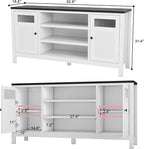 White Tv Stands for Living Room: 63 Inch Tv Cabinet for Tvs Up to 75 Inch, Tall Entertainment Center with Storage, Modern Fluted Media Console for 60 65 70 75 Inches Television (White)