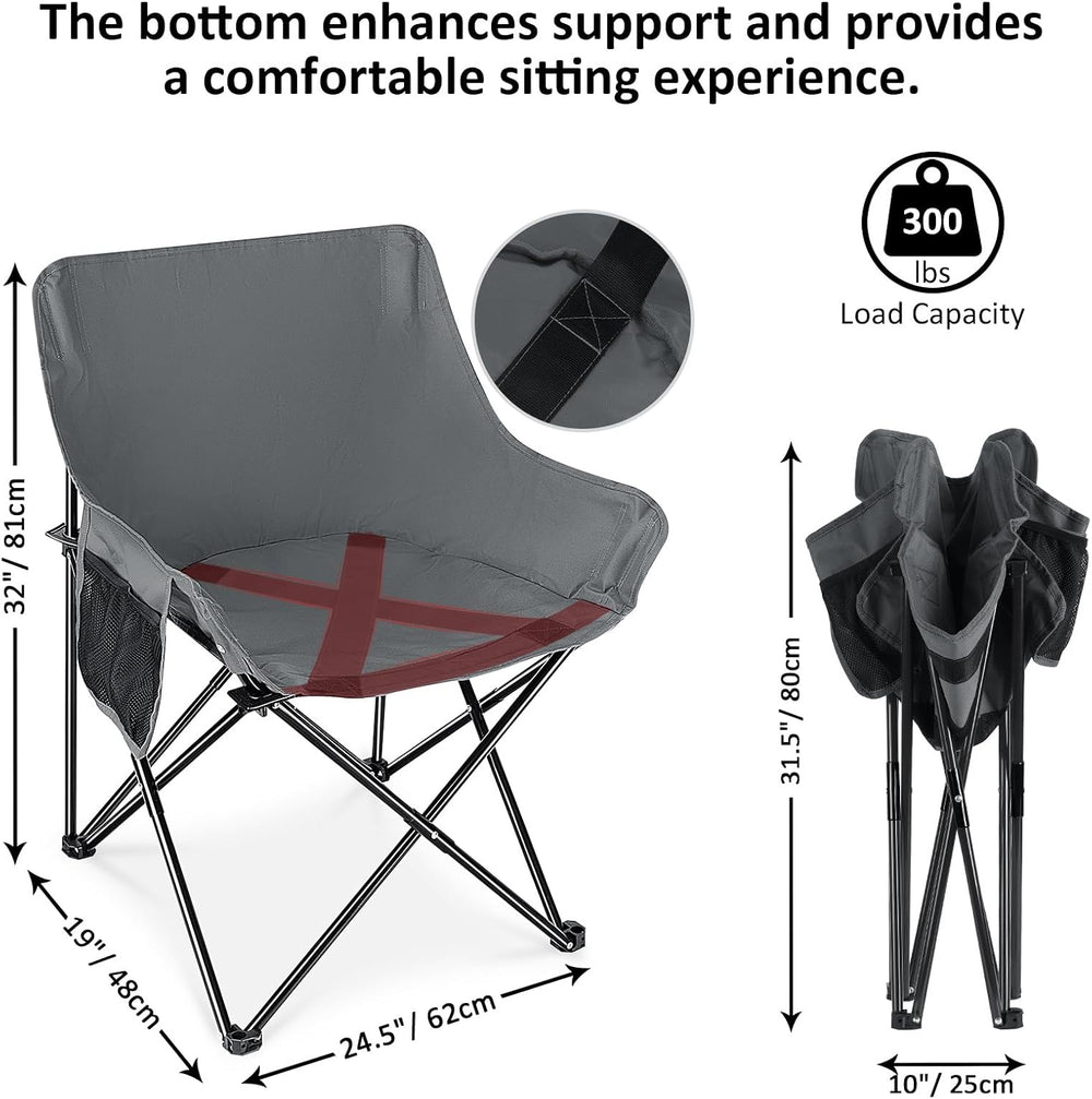 Leonyo Camping Chairs for Adults, 2 Pack Folding Lawn Chair & Table, Grey...