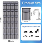 Over the Door Shoe Organizer, 24 Large Breathable Mesh Pockets, Hanging Storage Holder, Hanging Shoe Organizer(Grey)