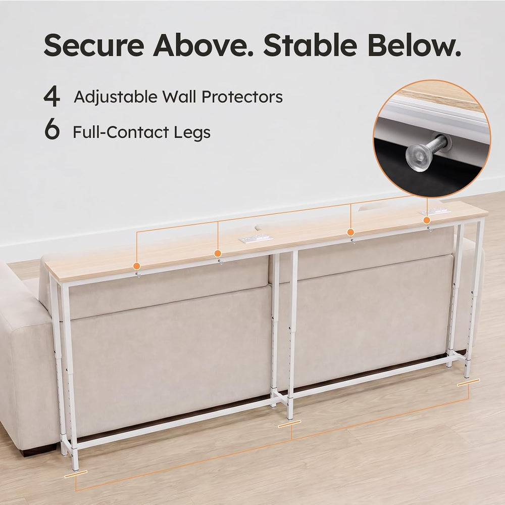 102.4" Sofa Table with 2 Charging Stations and USB-C Ports & LED | 2...