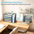 AUPSEN Desk Organizers and Accessories, 5-Tier Desktop Paper File Organizer with Removable File Holder, Desk Accessories & Workspace Organization for Home Office Supplies (Black)