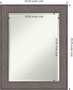 Amanti Art Grey Wall Mirror 29x23 Country Barnwood Rectangle Bathroom Mirror for Wall Decor Living Room, Medium Rustic Farmhouse Wood Frame, Hangs Horizonally and Vertically, Bathroom Decor, Beveled
