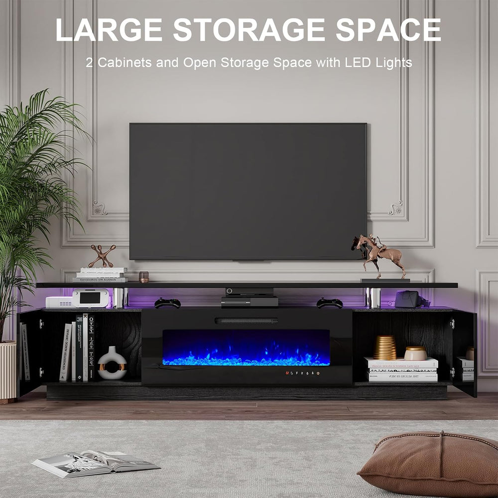 LUXOAK 80" Fireplace TV Stand with 40" Electric Fireplace & LED...