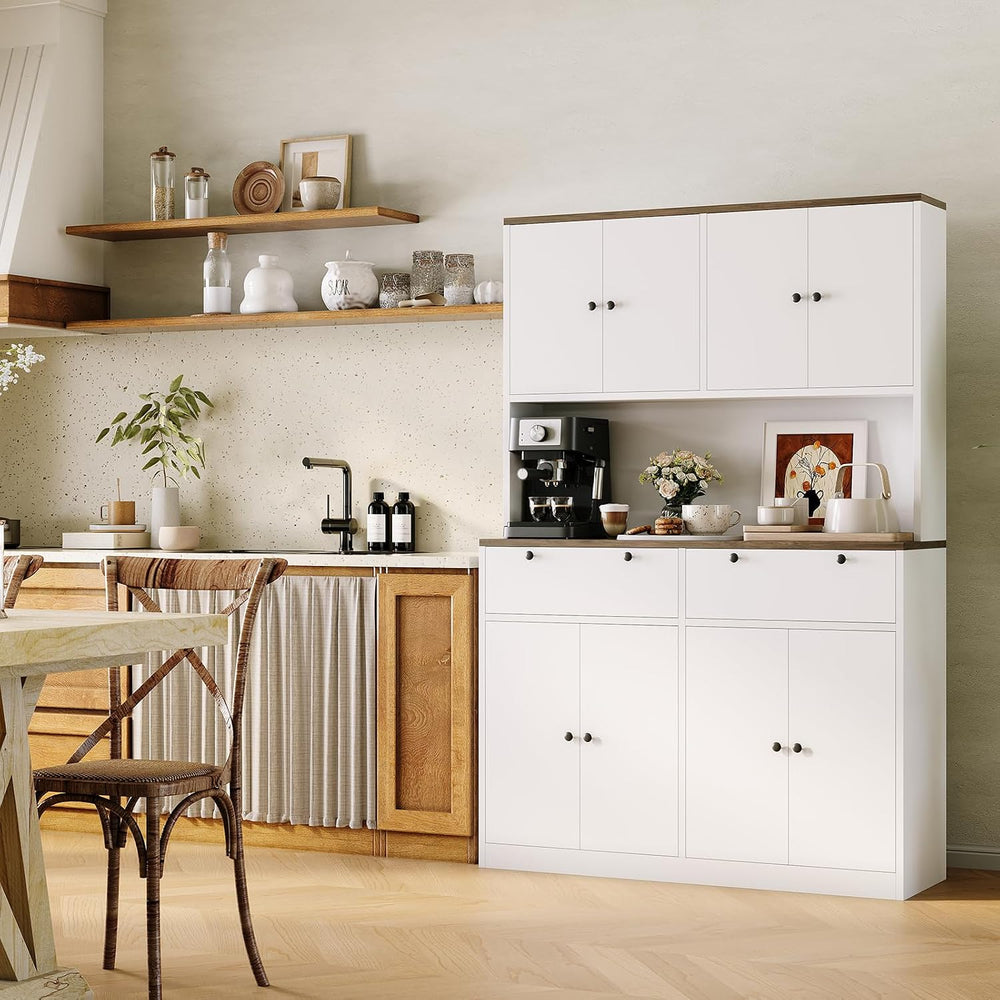 GarveeHome 71" Tall Kitchen Pantry Cabinet with Charing Station | 2 Draw...