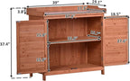 Merax Outdoor 39" Potting Bench Table, Rustic Garden Wood Workstation, Storage Cabinet with 2-Tier Shelves and Side Hook, Orange