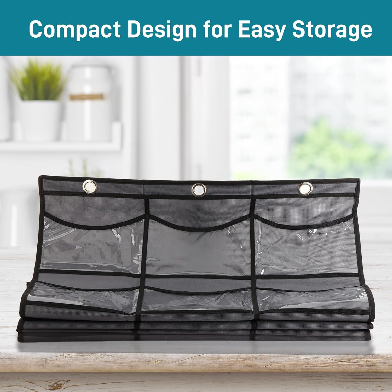 Hat Organizer Over Door Baseball Caps Holder 27 Pocket Storage Rack Grey | 27 Clear Deep Pockets, 3 Hooks, over-Door Hanging Design, for Baseball Caps, Closet Wall and Door Storage