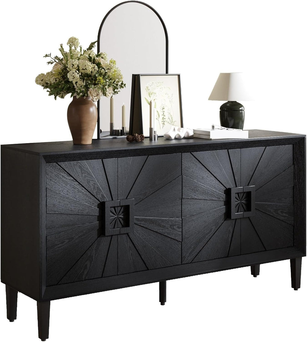 Farmhouse Storage Cabinet, Heavy-Duty TV Stand with Adjustable Shelves, Pantr...