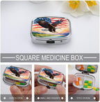 Custom Metal Pill Organizer, Personalization Pill Box with Photo Text Name, 2-Compartment Push-Button Case for Daily Vitamins & Travel
