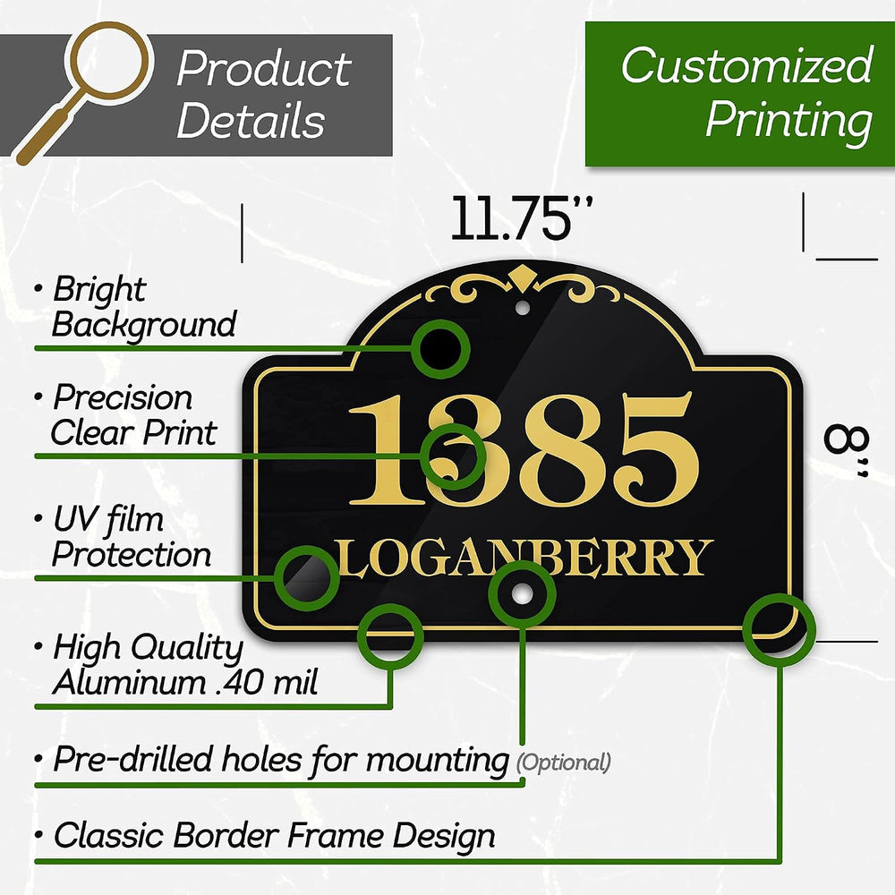 House Address Sign, House Address Plaque, Indoor/Outdoor Use, 7x12 Inch, 22 C...