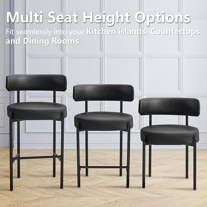 Faux Leather Dining Chairs Set of 2, Mid Century Modern Dining Room Chairs wi...