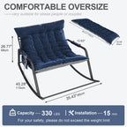35'' Oversized Nursery Rocking Chair, Upholstered Glider Rocker Nursery Rocking Accent Chair, Recliner Armchair with Side Pocket, Comfy Side Living Room Chairs for Bedroom Nursing Room(Blue)